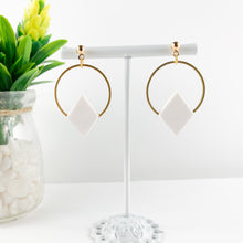 Load image into Gallery viewer, Diamond Hoop Drop Earrings
