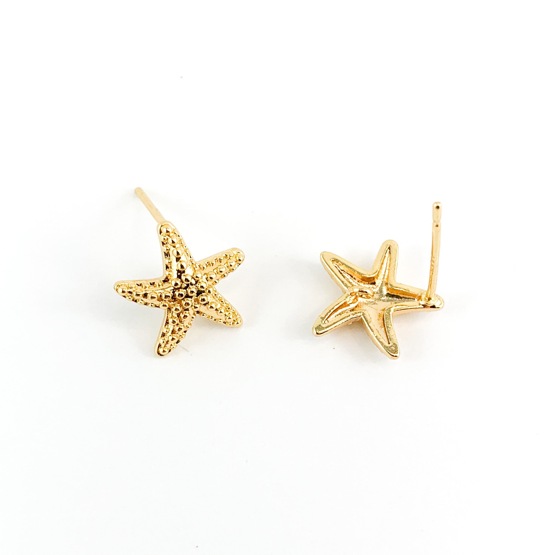 Starfish stud earrings with eyelet, ultra-sensitive