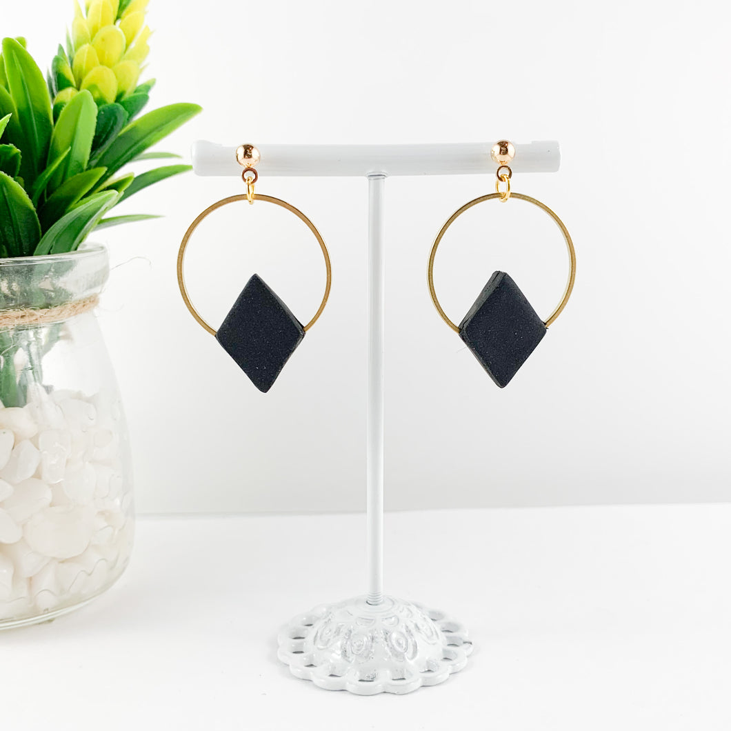 Diamond Hoop Drop Earrings