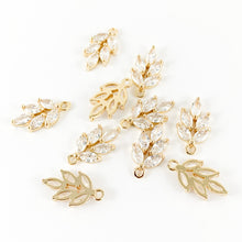 Load image into Gallery viewer, gold-plated-zircon-leaf-charms
