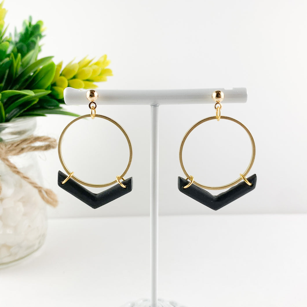 Chevron Hoop Drop Earrings