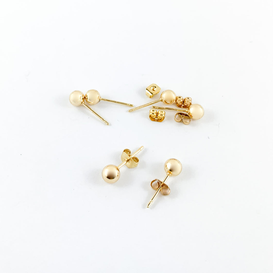 5mm Glossy Ball Studs, Gold Tone