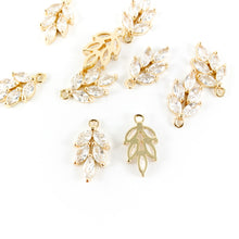 Load image into Gallery viewer, gold-plated-zircon-leaf-charm-fron-and-back
