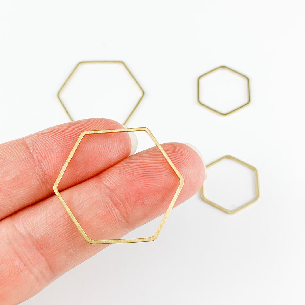 Raw Brass Hexagon Links