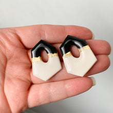 Load image into Gallery viewer, Black, white and gold statement studs
